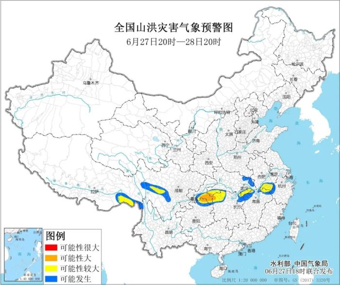橙色山洪灾害气象预警：湖北、湖南、重庆、贵州局地发生山洪灾害可能性大